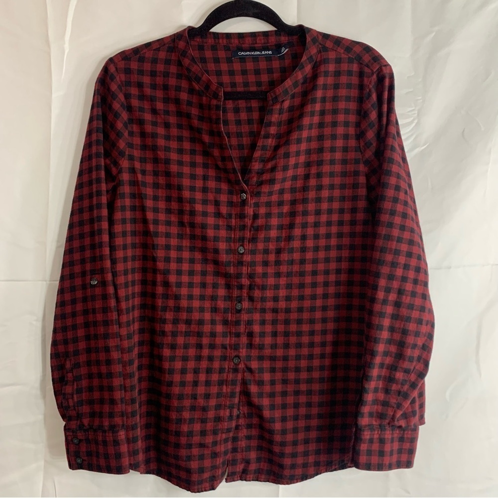 Calvin Klein Jeans Red and Black Plaid Button Down, size L - Picture 9 of 9
